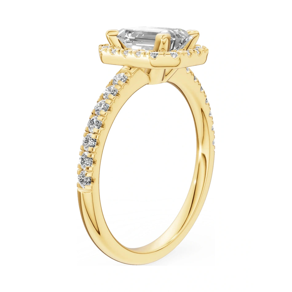 14K yellow gold GREMARI Seven Icon ring with 1.00 ct emerald-cut natural diamond