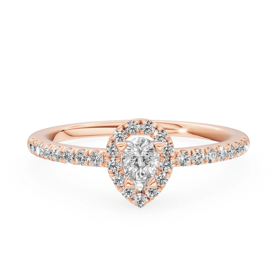 Gremari Seven Icon zásnubný prsteň z ružového zlata s 0,15 ct lab-grown diamantom – Pear