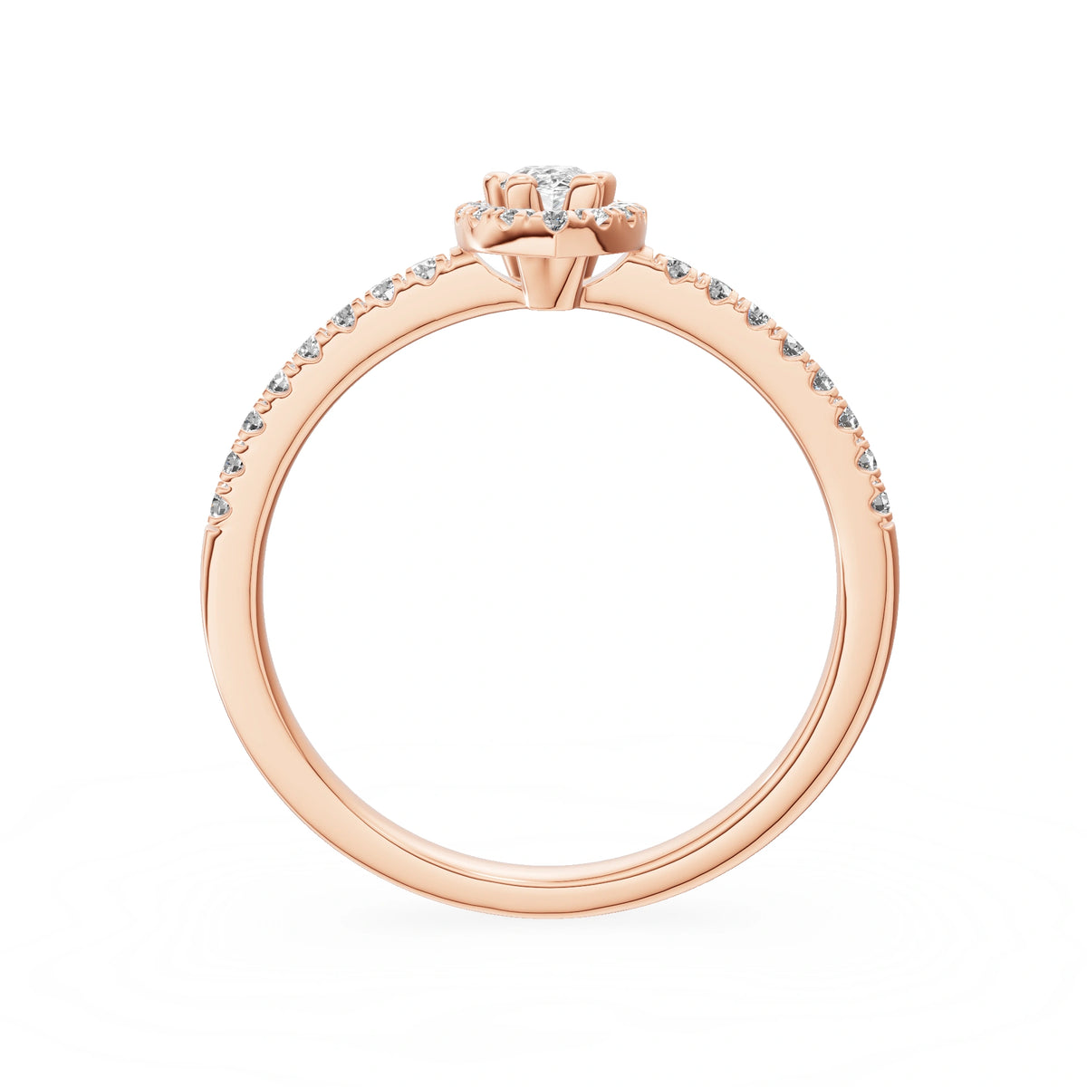Gremari Seven Icon zásnubný prsteň z ružového zlata s 0,15 ct lab-grown diamantom – Pear