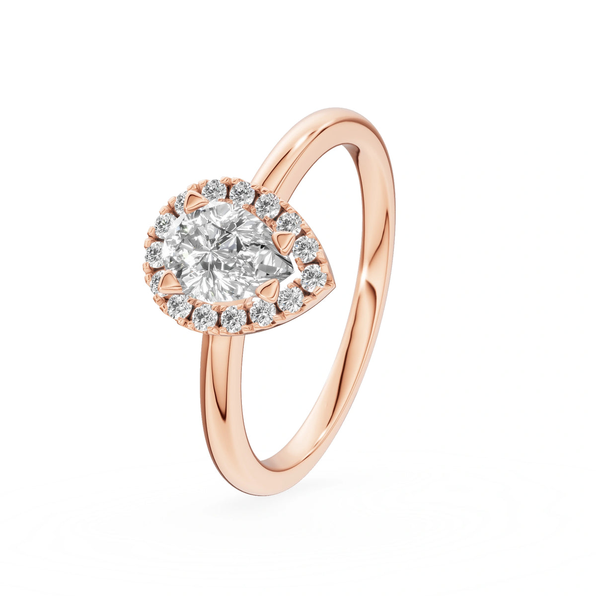 Gremari Seven Icon zásnubný prsteň z ružového zlata s 0,15 ct lab-grown diamantom – Pear