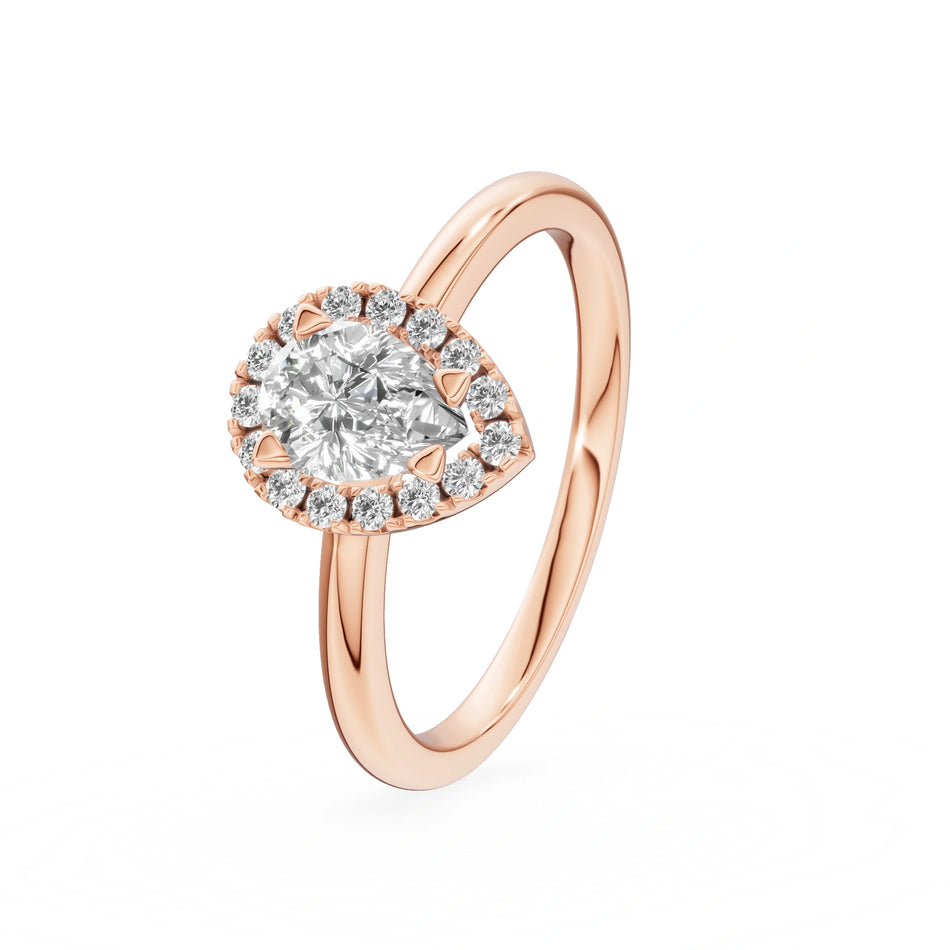 Gremari Seven Icon zásnubný prsteň z ružového zlata s 0,15 ct lab-grown diamantom – Pear