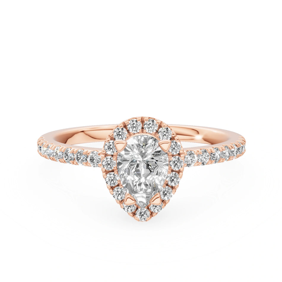Gremari Seven Icon zásnubný prsteň z ružového zlata s 0,50 ct lab-grown diamantom – Pear