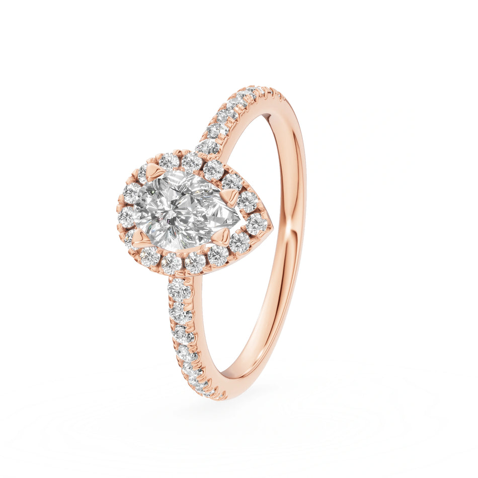 Gremari Seven Icon zásnubný prsteň z ružového zlata s 0,50 ct lab-grown diamantom – Pear