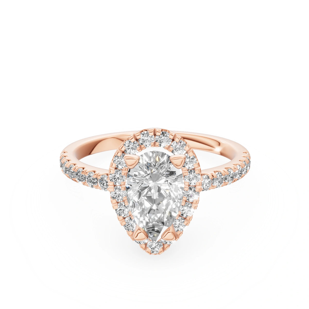 Gremari Seven Icon zásnubný prsteň z ružového zlata s 1,00 ct lab-grown diamantom – Pear