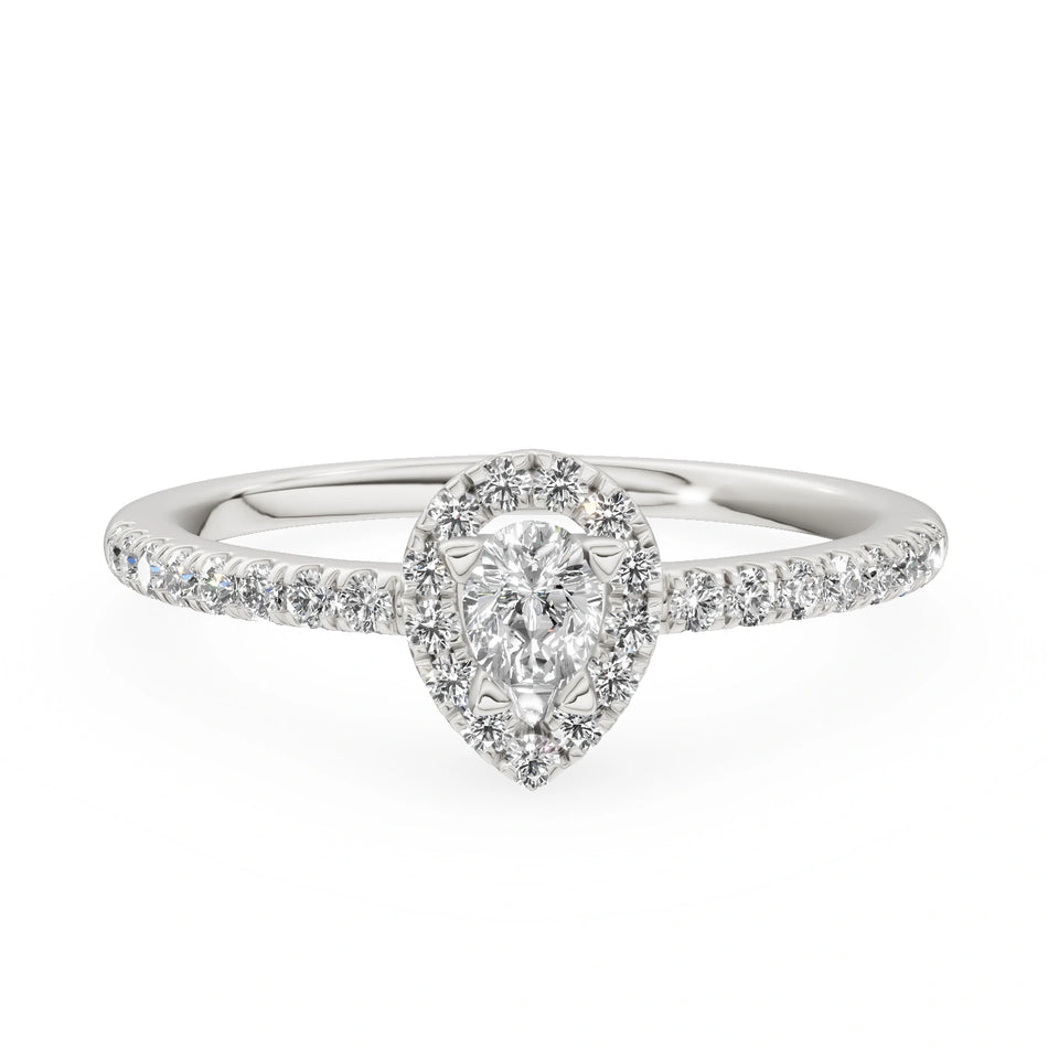 Gremari Seven Icon zásnubný prsteň z bieleho zlata s 0,15 ct lab-grown diamantom – Pear