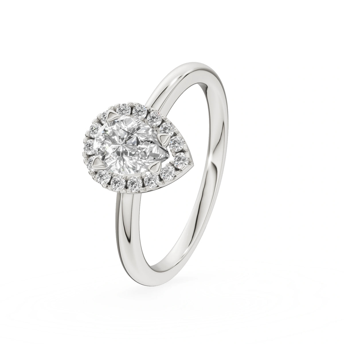 Gremari Seven Icon zásnubný prsteň z bieleho zlata s 0,15 ct lab-grown diamantom – Pear