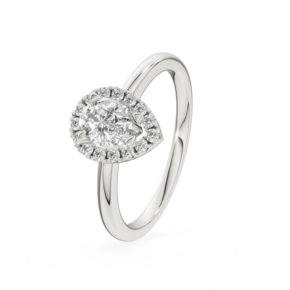 Gremari Seven Icon zásnubný prsteň z bieleho zlata s 0,15 ct lab-grown diamantom – Pear