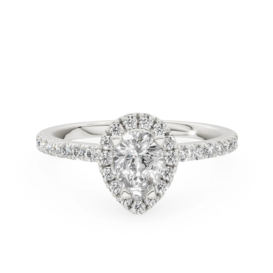 Gremari Seven Icon zásnubný prsteň z bieleho zlata s 0,50 ct lab-grown diamantom – Pear