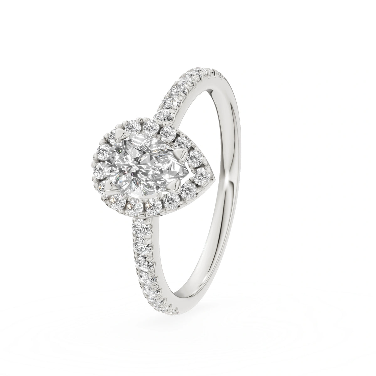 Gremari Seven Icon zásnubný prsteň z bieleho zlata s 0,50 ct lab-grown diamantom – Pear