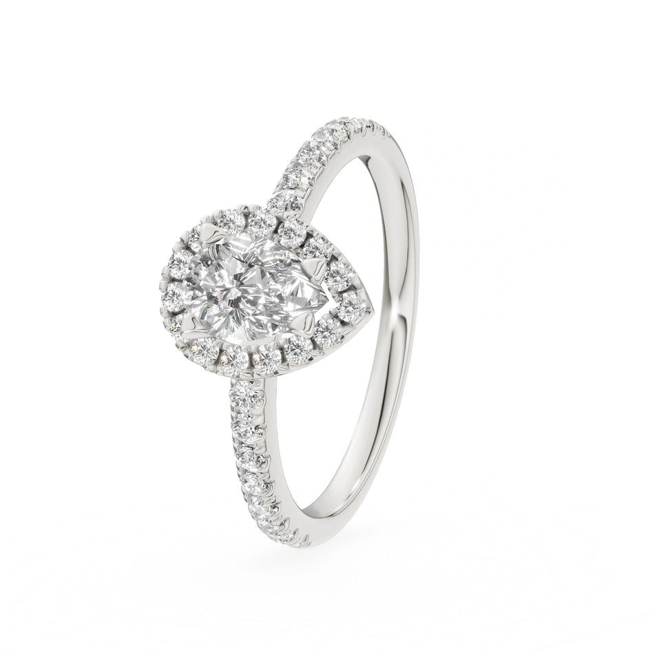 Gremari Seven Icon zásnubný prsteň z bieleho zlata s 0,50 ct lab-grown diamantom – Pear