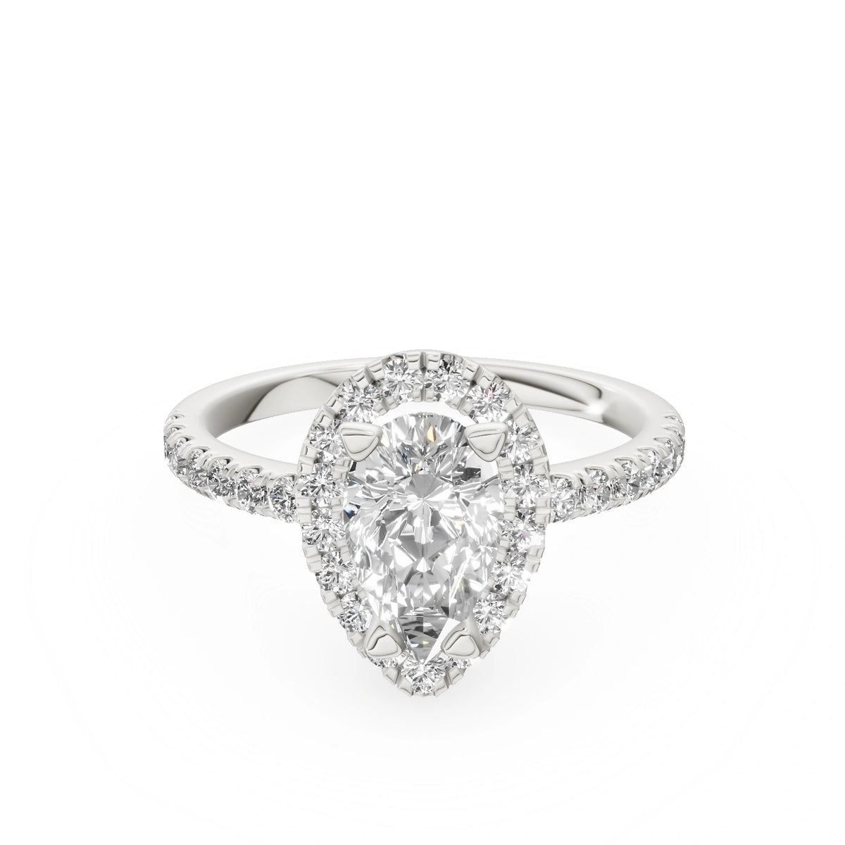 Gremari Seven Icon zásnubný prsteň z bieleho zlata s 1,00 ct lab-grown diamantom – Pear