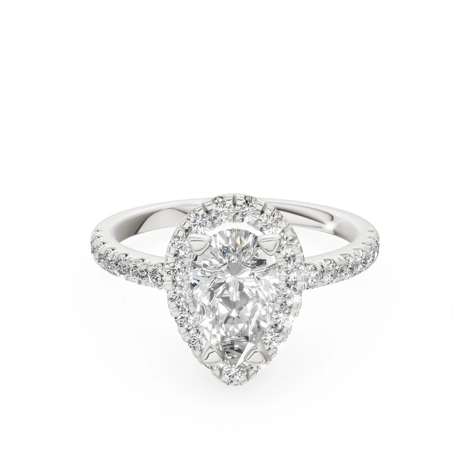 Gremari Seven Icon zásnubný prsteň z bieleho zlata s 1,00 ct lab-grown diamantom – Pear