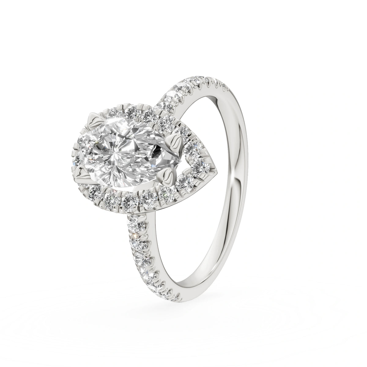 Gremari Seven Icon zásnubný prsteň z bieleho zlata s 1,00 ct lab-grown diamantom – Pear