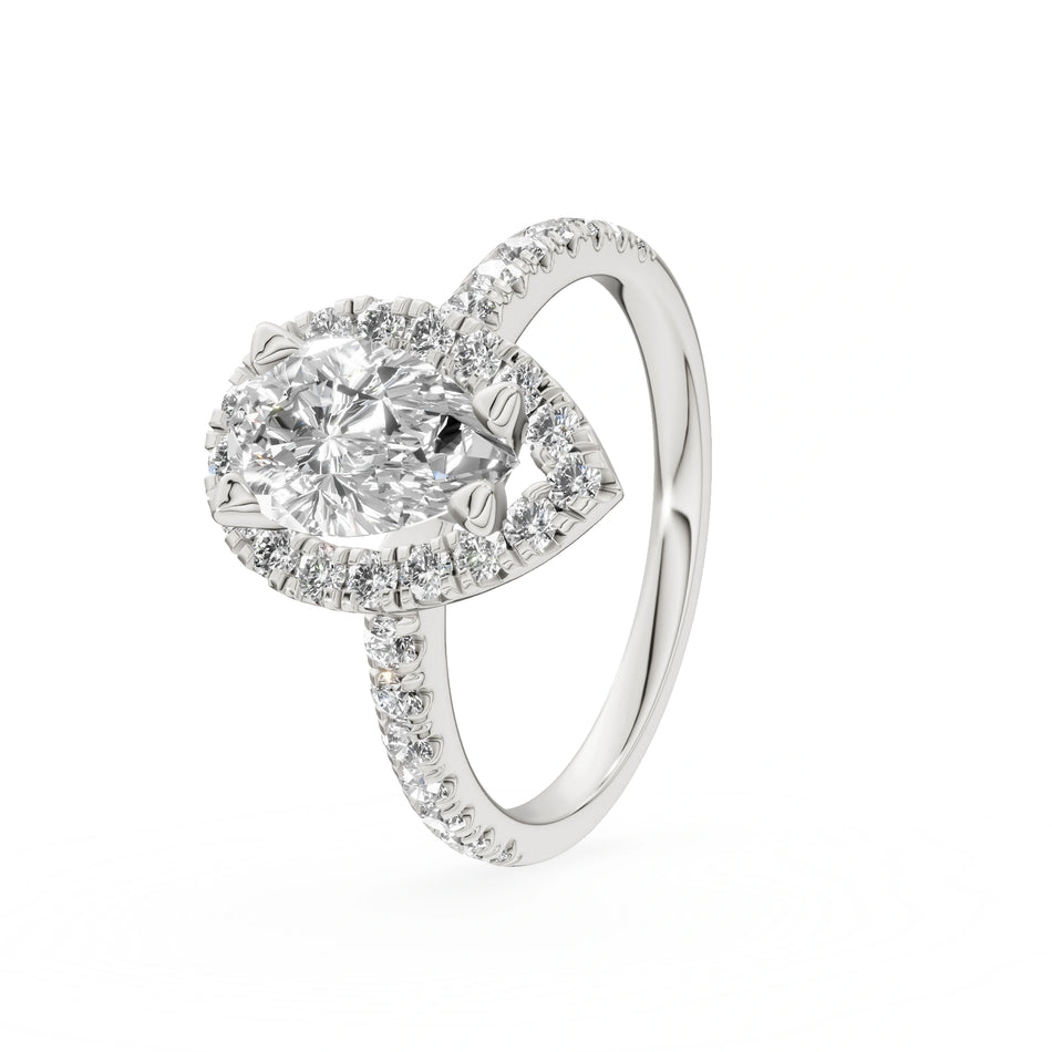 Gremari Seven Icon zásnubný prsteň z bieleho zlata s 1,00 ct lab-grown diamantom – Pear