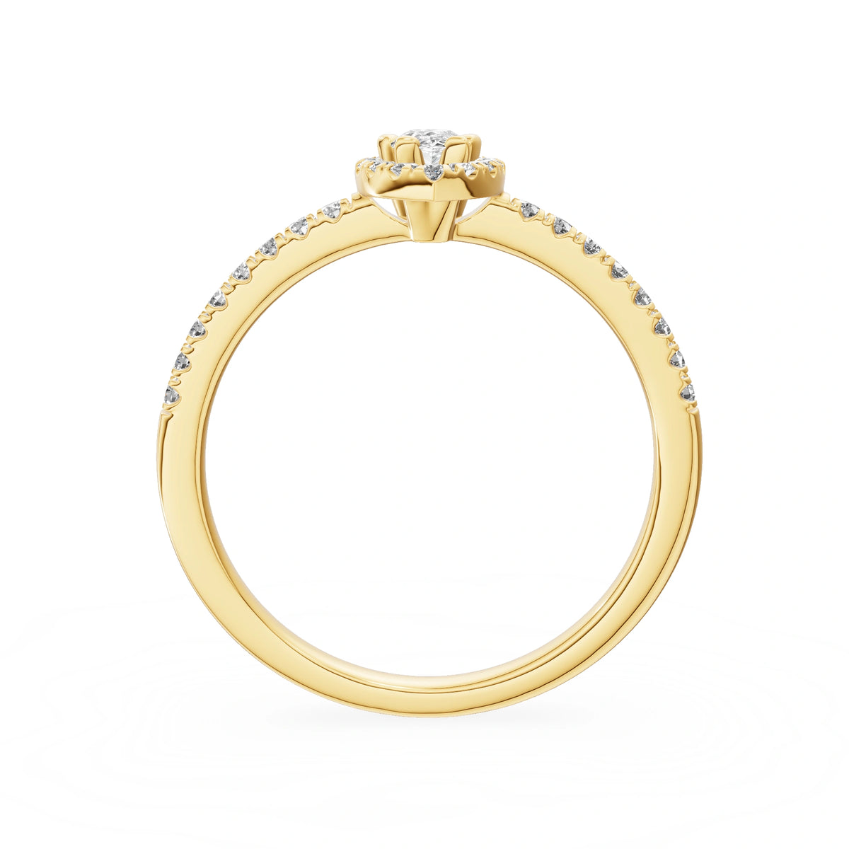 Gremari Seven Icon zásnubný prsteň zo žltého zlata s 0,15 ct lab-grown diamantom – Pear