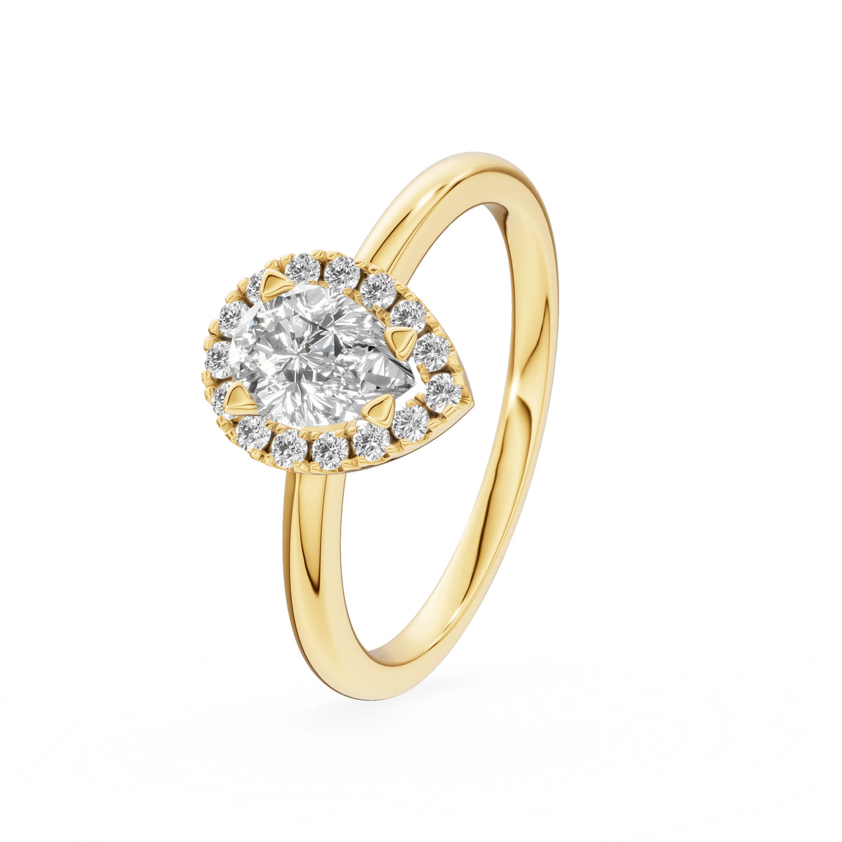 Gremari Seven Icon zásnubný prsteň zo žltého zlata s 0,15 ct lab-grown diamantom – Pear