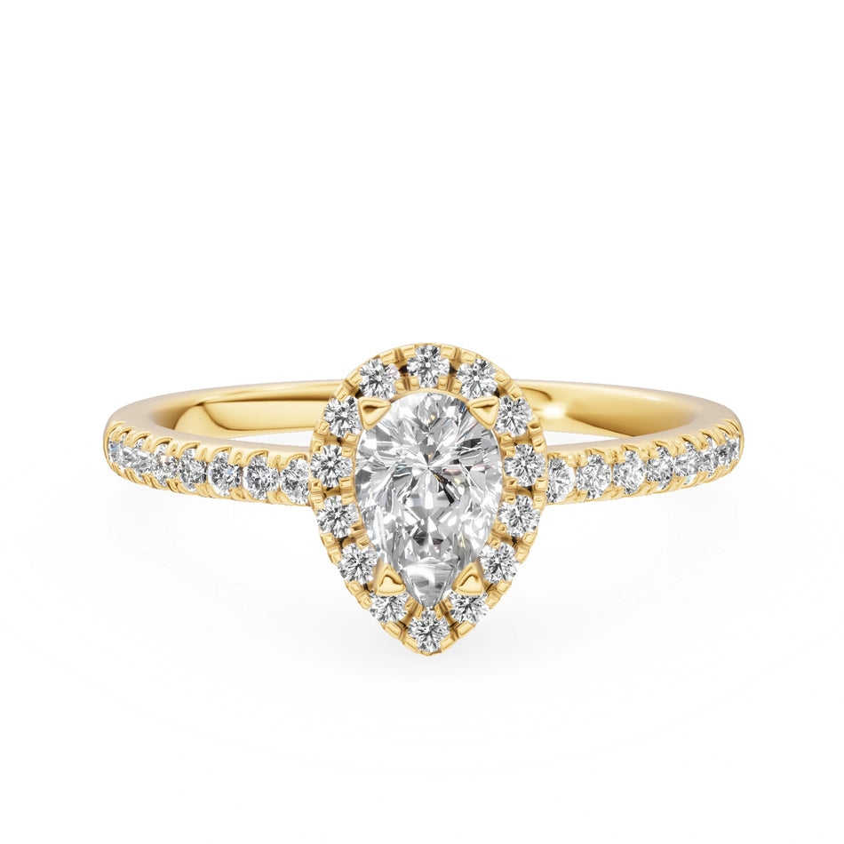 Gremari Seven Icon zásnubný prsteň zo žltého zlata s 0,30 ct lab-grown diamantom – Pear