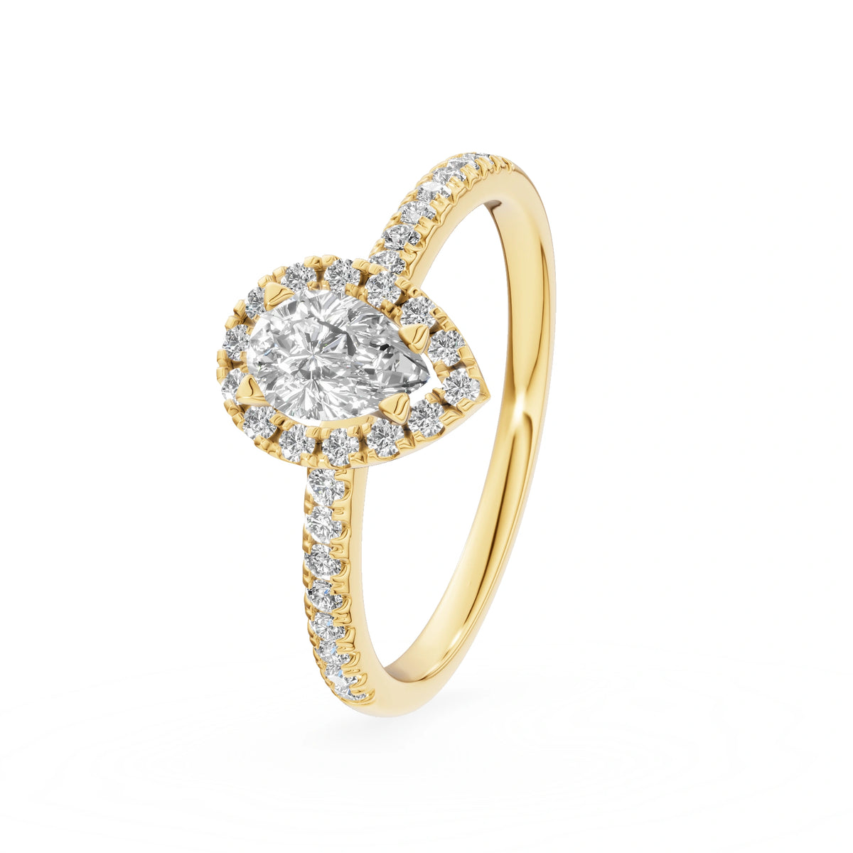 Gremari Seven Icon zásnubný prsteň zo žltého zlata s 0,30 ct lab-grown diamantom – Pear