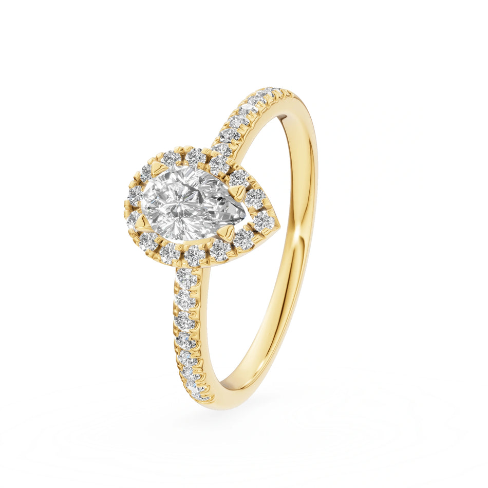 Gremari Seven Icon zásnubný prsteň zo žltého zlata s 0,30 ct lab-grown diamantom – Pear