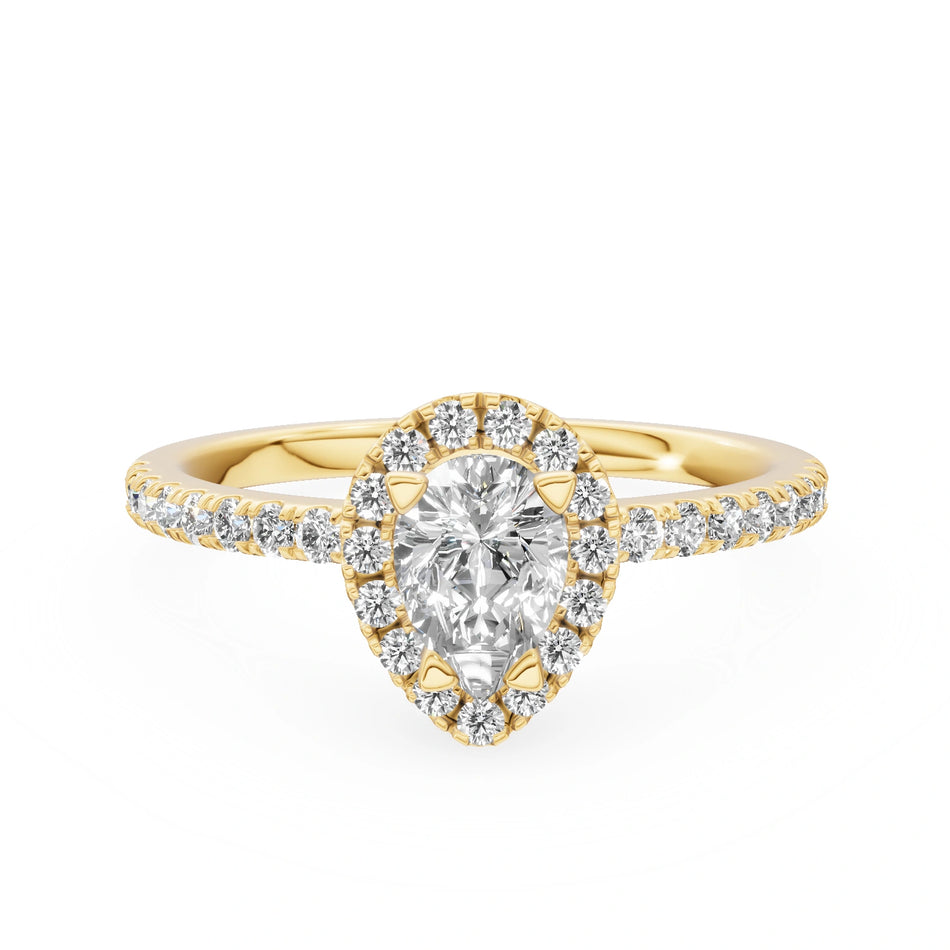 Gremari Seven Icon zásnubný prsteň zo žltého zlata s 0,50 ct lab-grown diamantom – Pear
