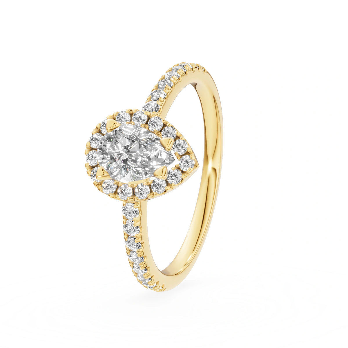 Gremari Seven Icon zásnubný prsteň zo žltého zlata s 0,50 ct lab-grown diamantom – Pear