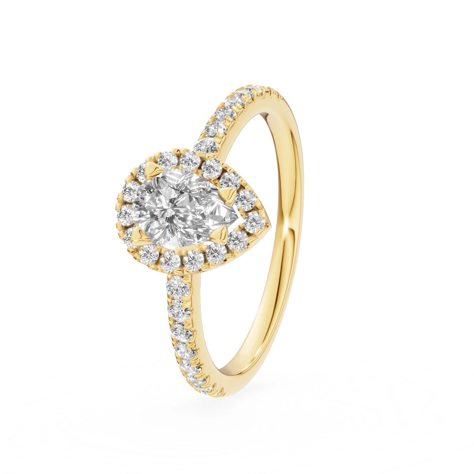 Gremari Seven Icon zásnubný prsteň zo žltého zlata s 0,50 ct lab-grown diamantom – Pear