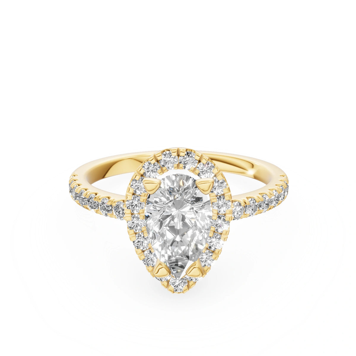 Gremari Seven Icon zásnubný prsteň zo žltého zlata s 1,00 ct lab-grown diamantom – Pear