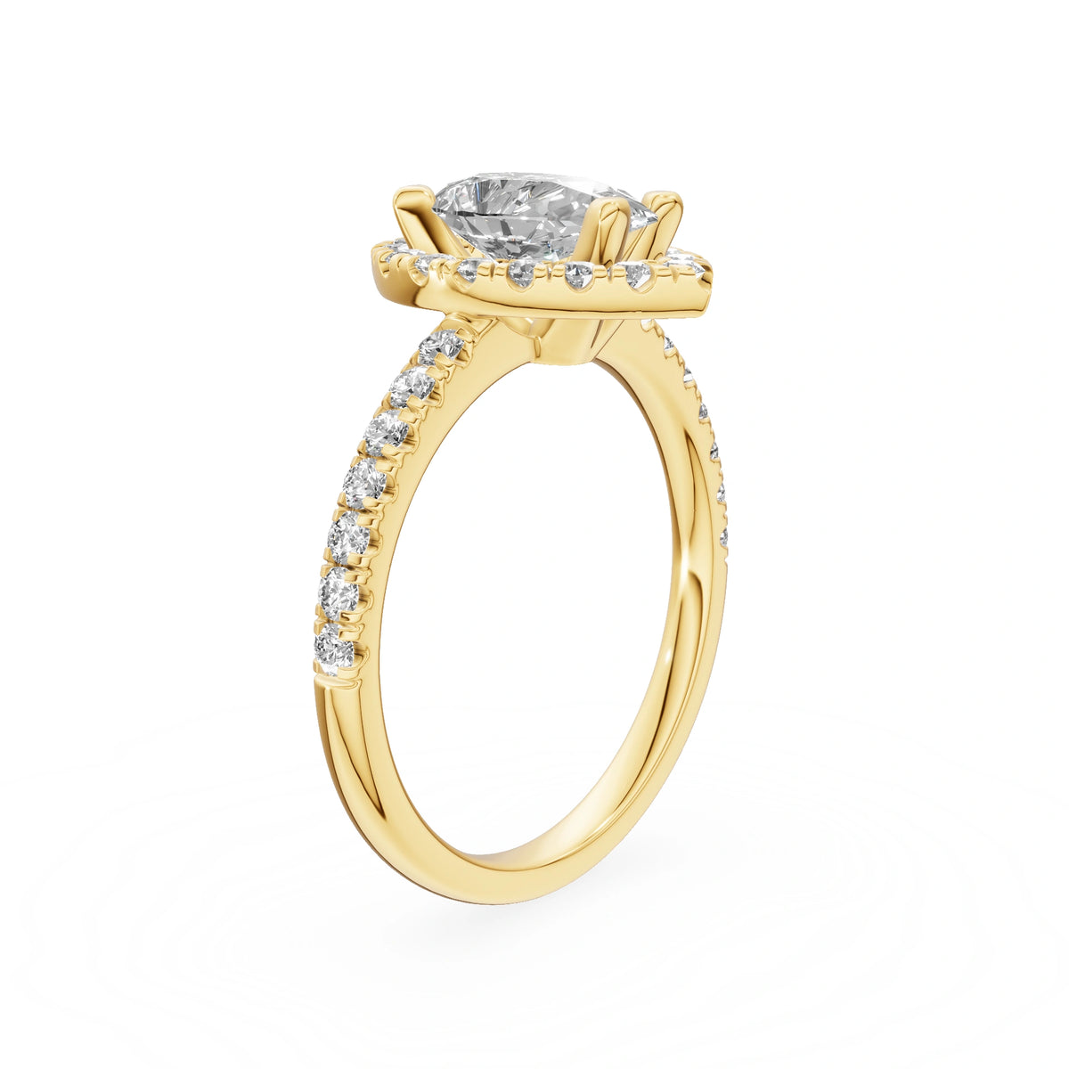 Gremari Seven Icon zásnubný prsteň zo žltého zlata s 1,00 ct lab-grown diamantom – Pear