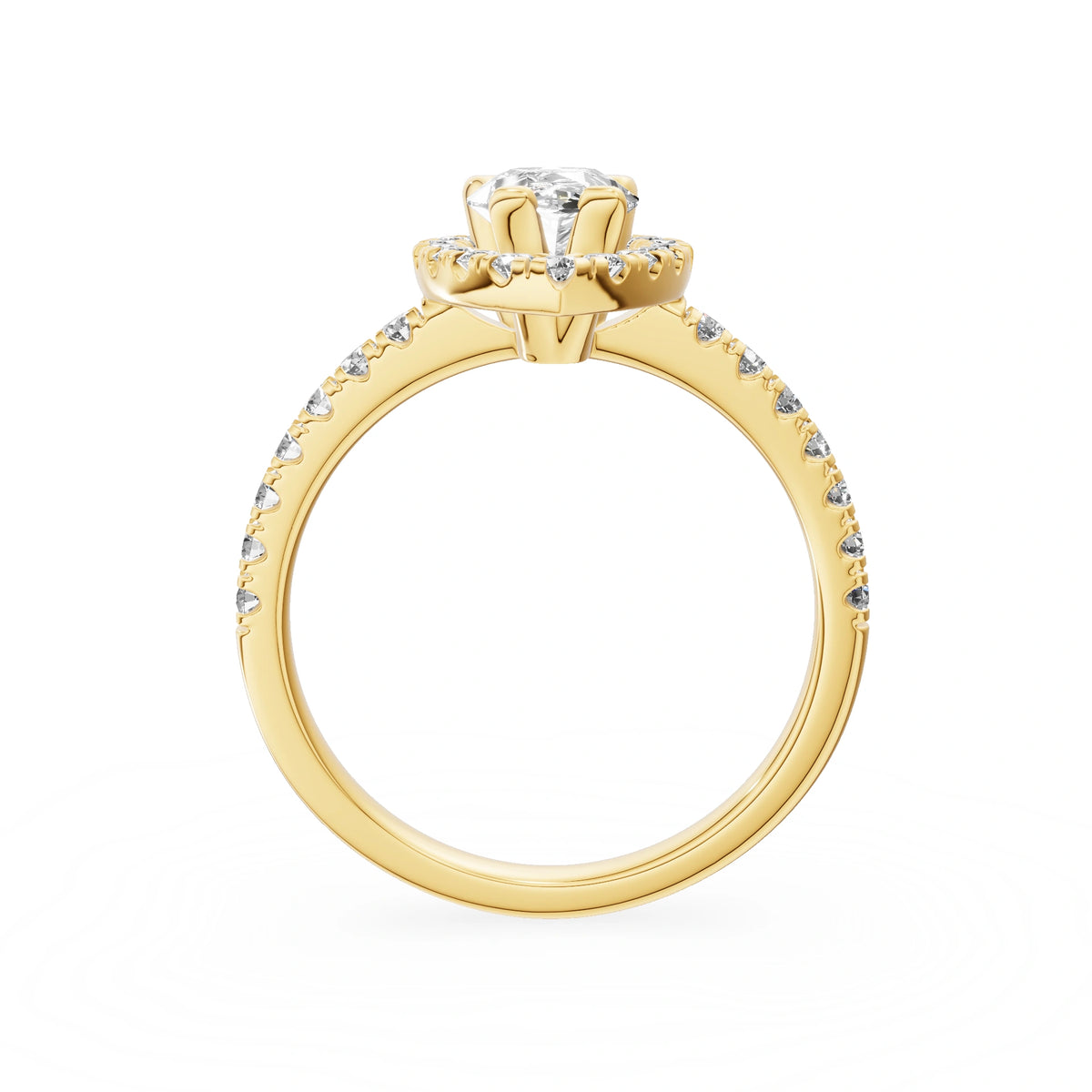 Gremari Seven Icon zásnubný prsteň zo žltého zlata s 1,00 ct lab-grown diamantom – Pear