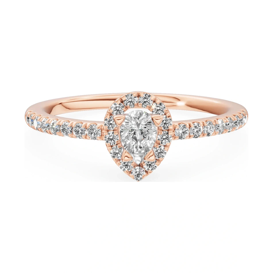 GREMARI Seven Icon 14K rose gold engagement ring with 0.15 ct pear-cut natural diamond