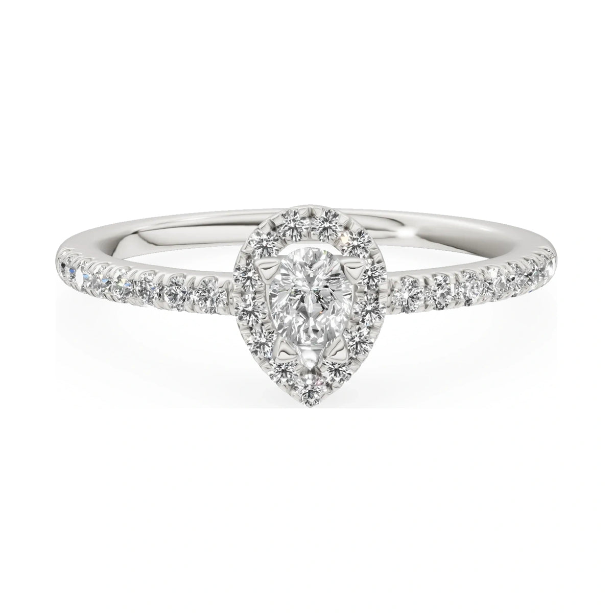 GREMARI Seven Icon 14K white gold engagement ring with 0.15 ct pear-cut natural diamond