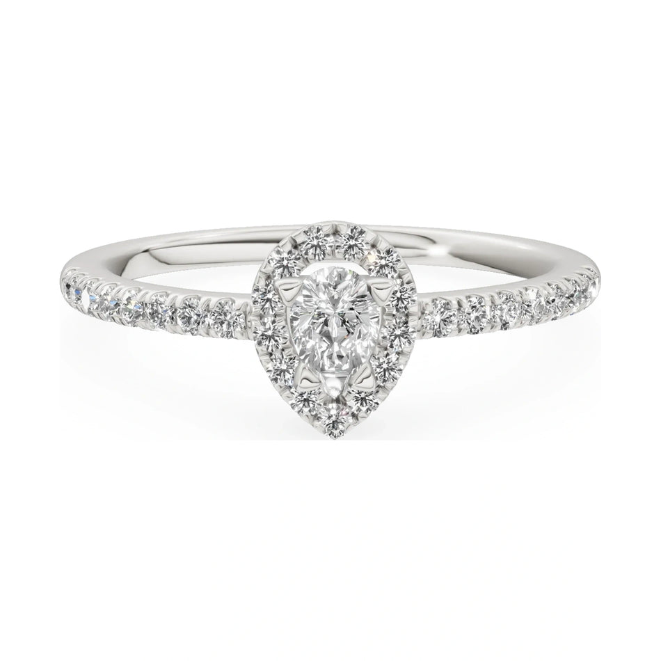 GREMARI Seven Icon 14K white gold engagement ring with 0.15 ct pear-cut natural diamond