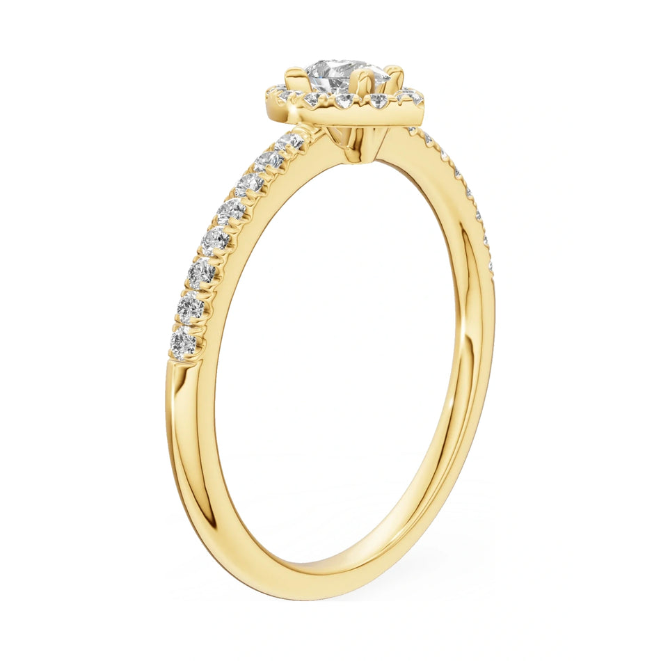 14K yellow gold GREMARI Seven Icon ring with 0.15 ct pear-cut natural diamond