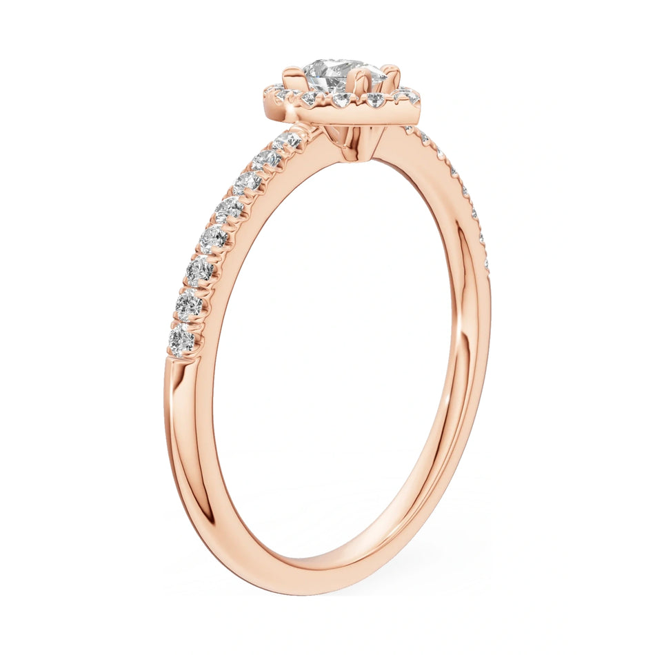 14K rose gold GREMARI Seven Icon ring with 0.15 ct pear-cut natural diamond