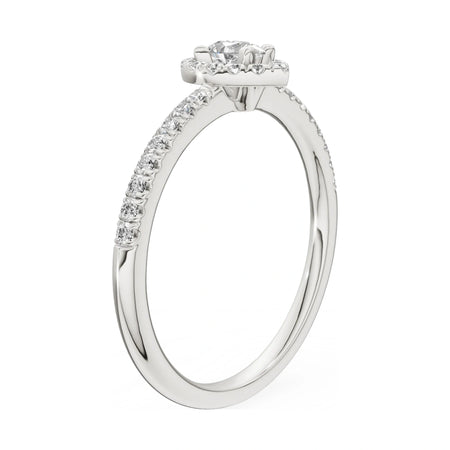 14K white gold GREMARI Seven Icon ring with 0.15 ct pear-cut natural diamond