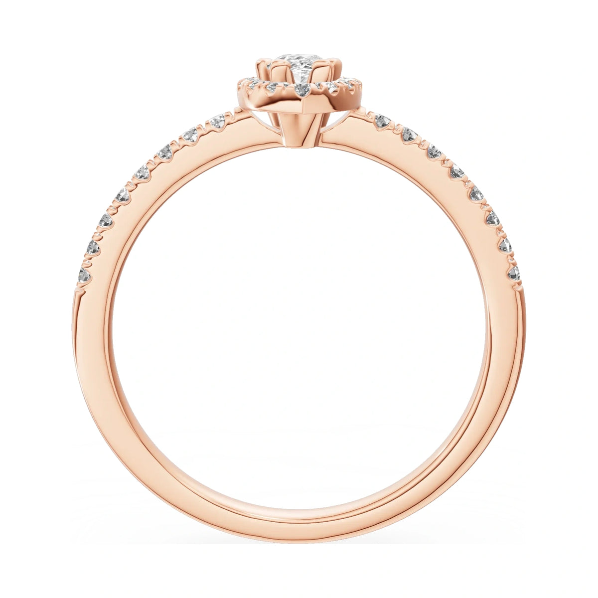 GREMARI Seven Icon pear-cut natural diamond engagement ring in 14K rose gold, 0.15 ct