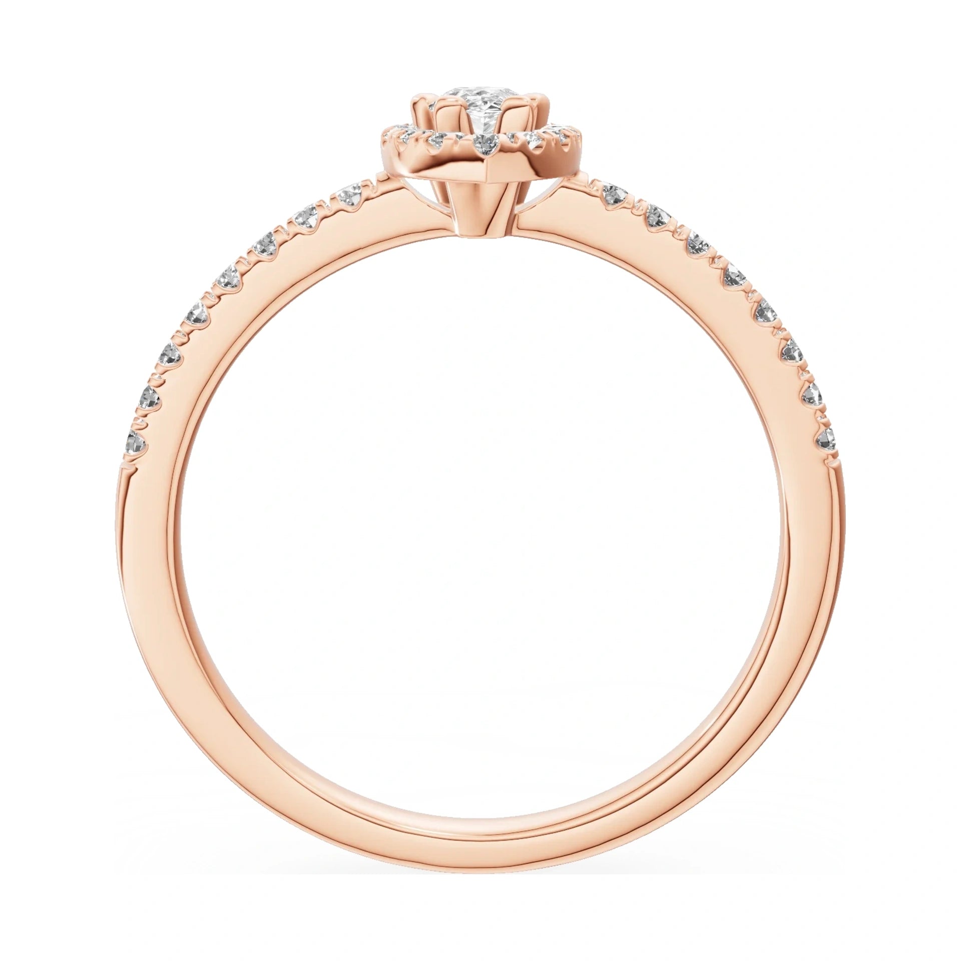 GREMARI Seven Icon pear-cut natural diamond engagement ring in 14K rose gold, 0.15 ct