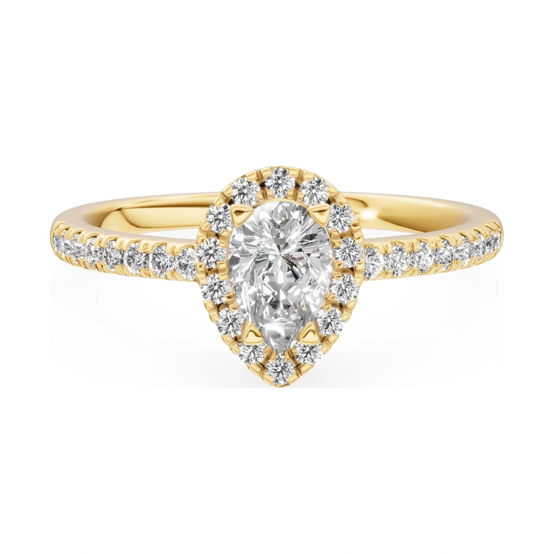 GREMARI Seven Icon 14K yellow gold engagement ring with 0.30 ct pear-cut natural diamond