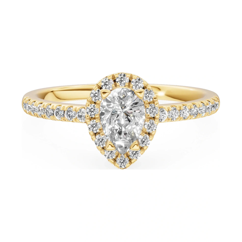GREMARI Seven Icon 14K yellow gold engagement ring with 0.30 ct pear-cut natural diamond