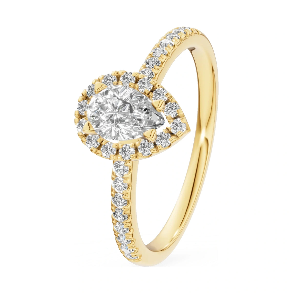0.30 ct pear-cut natural diamond GREMARI Seven Icon engagement ring in 14K yellow gold