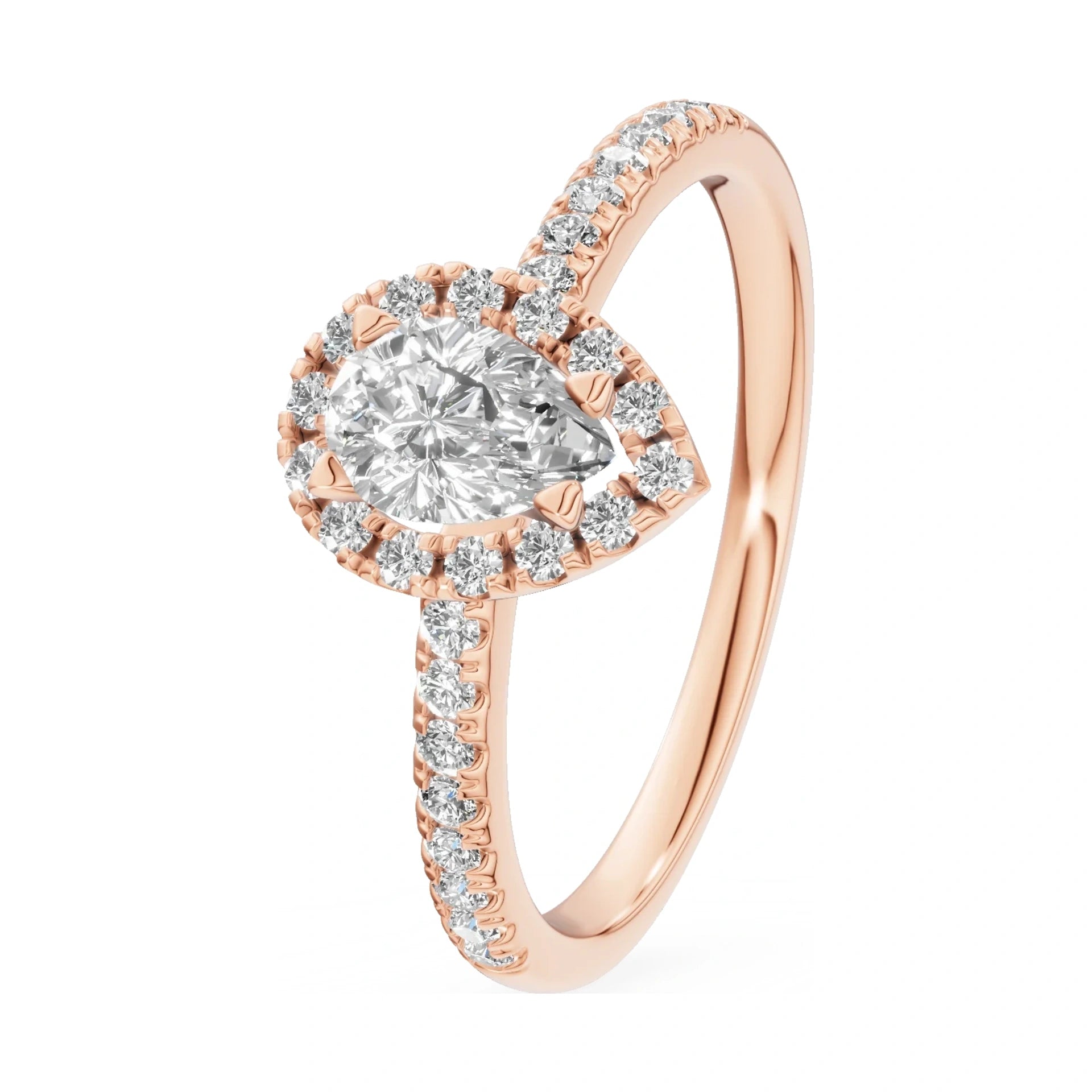 0.30 ct pear-cut natural diamond GREMARI Seven Icon engagement ring in 14K rose gold