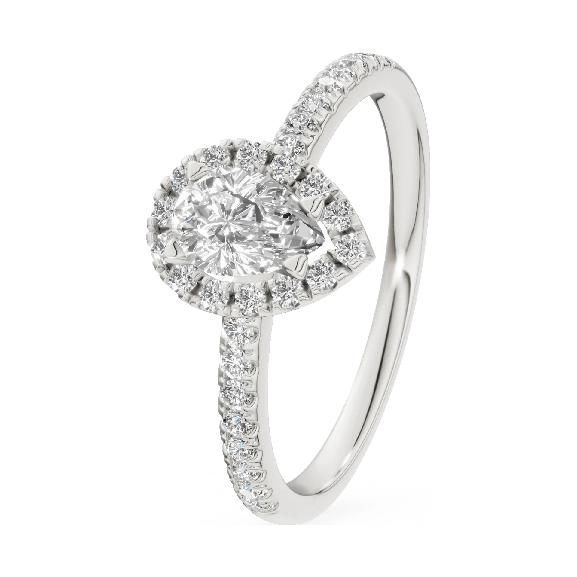 0.30 ct pear-cut natural diamond GREMARI Seven Icon engagement ring in 14K white gold