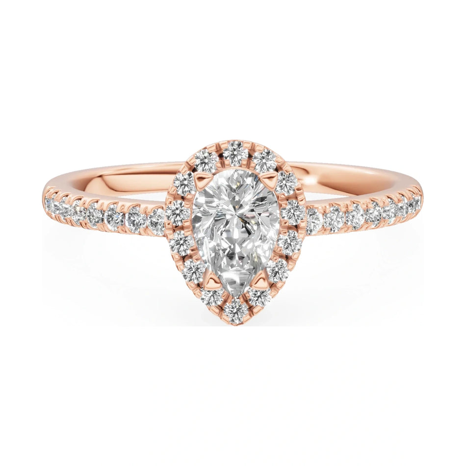 GREMARI Seven Icon 14K rose gold engagement ring with 0.30 ct pear-cut natural diamond