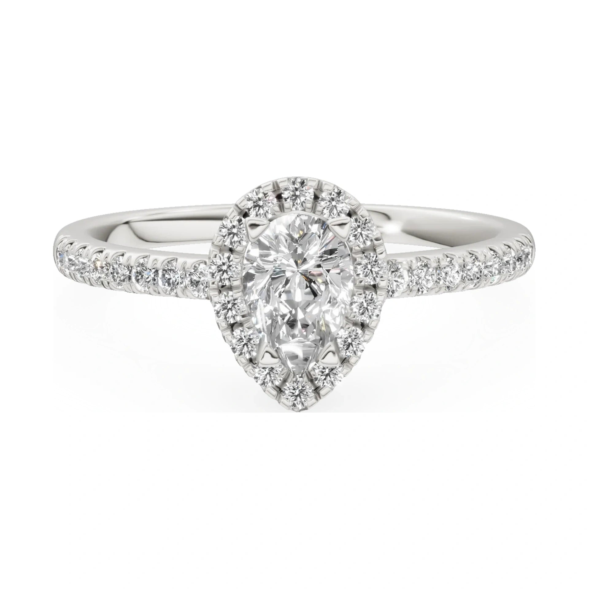 GREMARI Seven Icon 14K white gold engagement ring with 0.30 ct pear-cut natural diamond