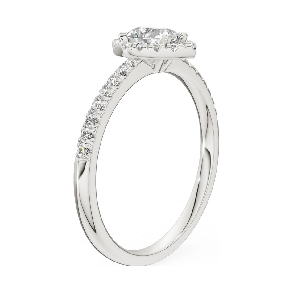 14K white gold GREMARI Seven Icon ring with 0.30 ct pear-cut natural diamond