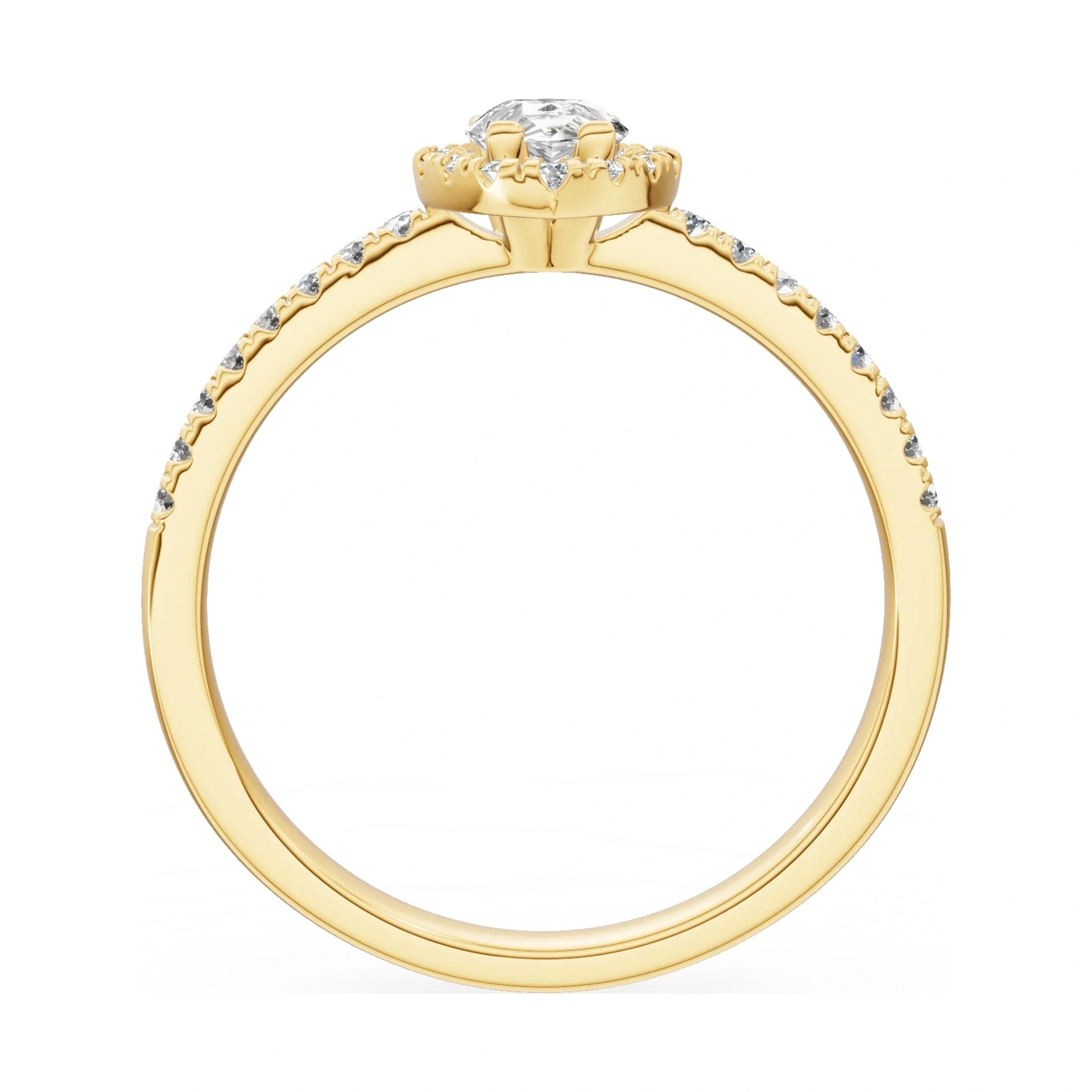 GREMARI Seven Icon pear-cut natural diamond engagement ring in 14K yellow gold, 0.30 ct