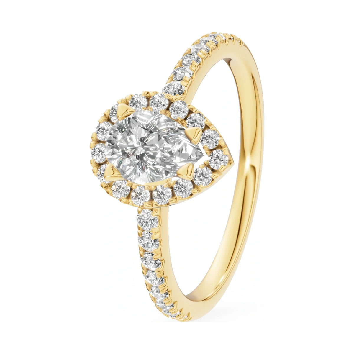 0.50 ct pear-cut natural diamond GREMARI Seven Icon engagement ring in 14K yellow gold