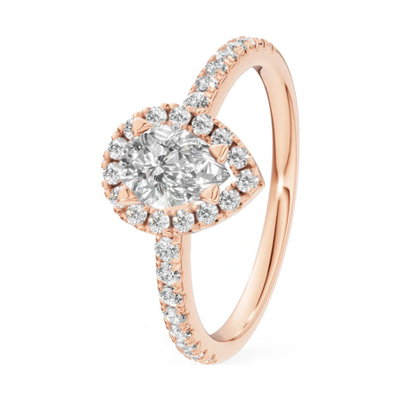 0.50 ct pear-cut natural diamond GREMARI Seven Icon engagement ring in 14K rose gold