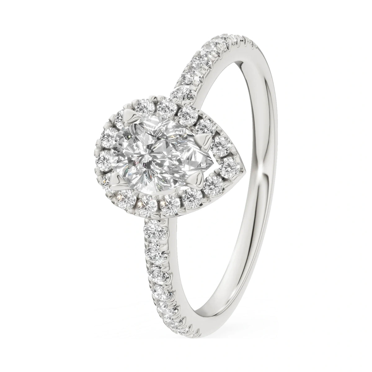 0.50 ct pear-cut natural diamond GREMARI Seven Icon engagement ring in 14K white gold