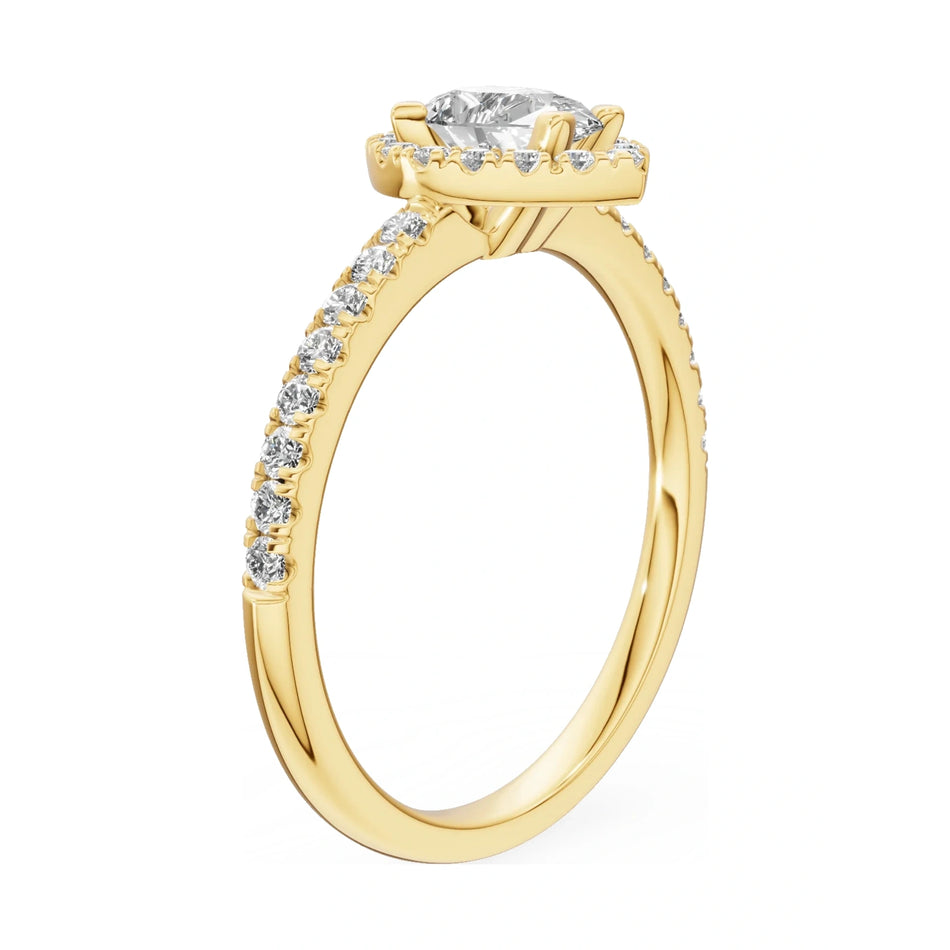 14K yellow gold GREMARI Seven Icon ring with 0.50 ct pear-cut natural diamond